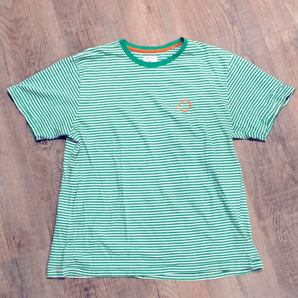 Green and white stripy t-shirt from Denim & Flower, like new and very soft!